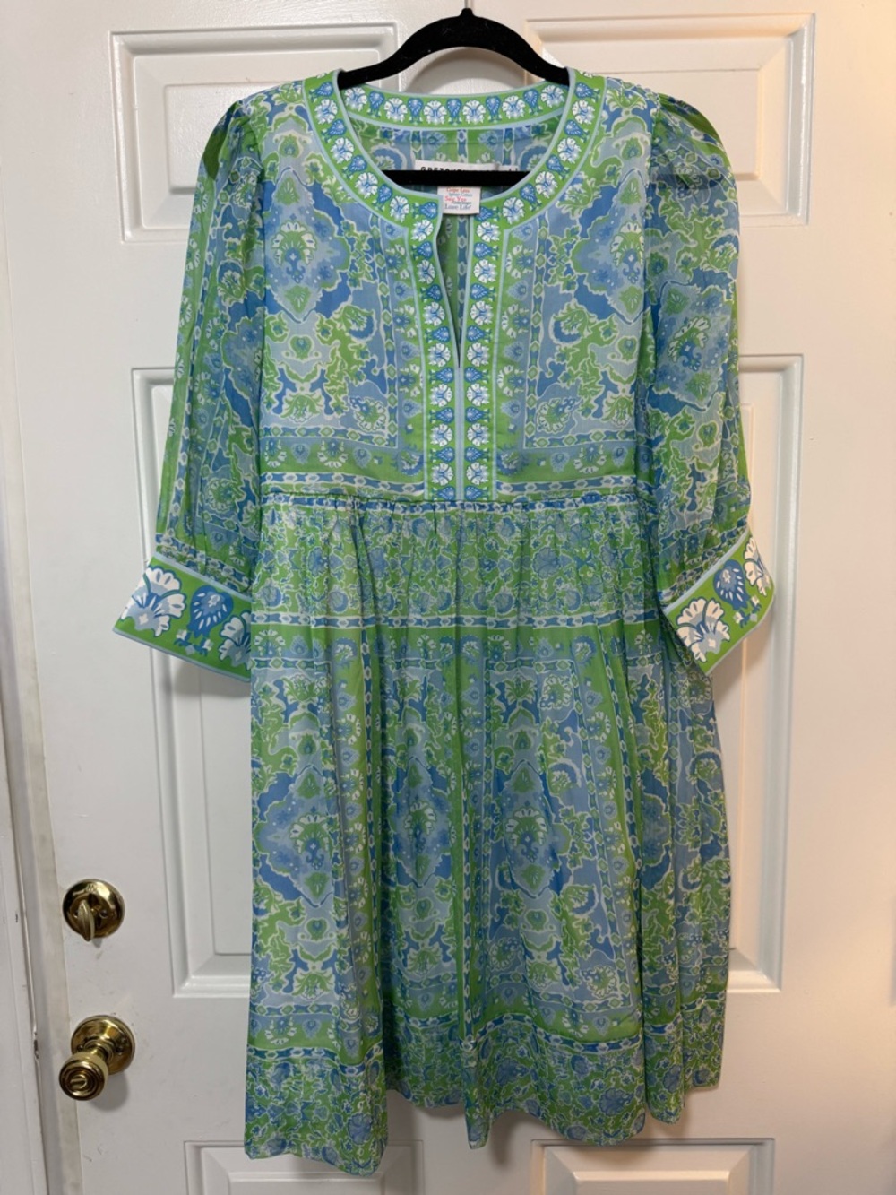 Gretchen Scott Watteau Crinkly Borderline Dress Size Small